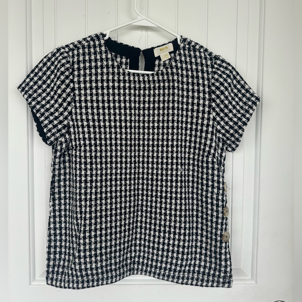 Anthropologie Maeve Houndstooth Blouse-Size 10
